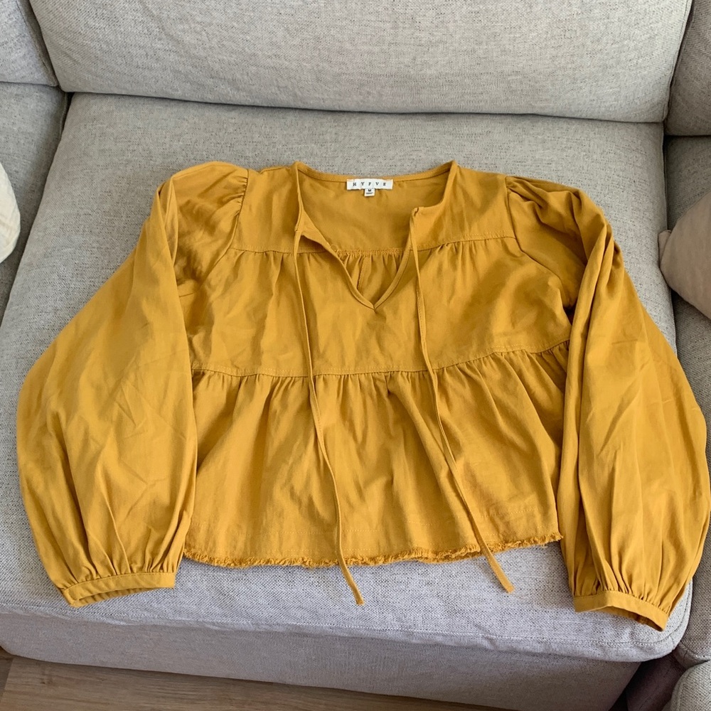 Golden Yellow Tiered Peasant Blouse
